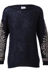 Miharayasuhiro Mohairwool Sweater with Brocade Sleeves
