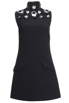 Miu Miu Crepe Dress with Mirrored Appliqué - Lyst