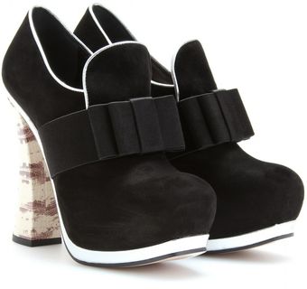 Miu Miu Suede and Snakeeffect Leather Ankle Boots - Lyst