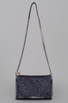 Stella McCartney Leopard Print Flap Handbag Midnight - Lyst