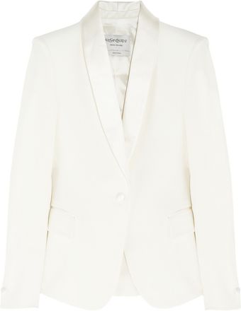 Yves Saint Laurent Satin Lapel Wool Blend Jacket - Lyst