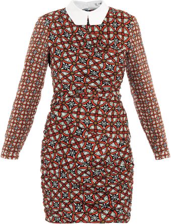 Carven Contrast Collar Tile Print Dress - Lyst