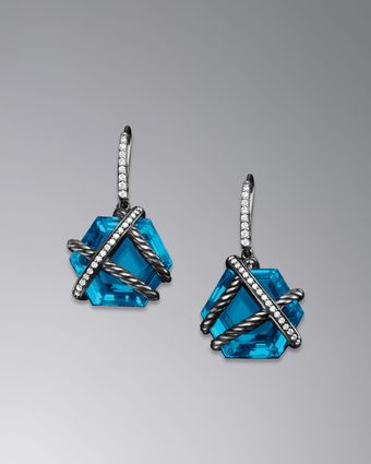 David Yurman Cable Wrap Earrings Blue Topaz 14mm - Lyst