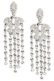 Givenchy Silver Tone Crystal Pearl Chandelier Earrings - Lyst