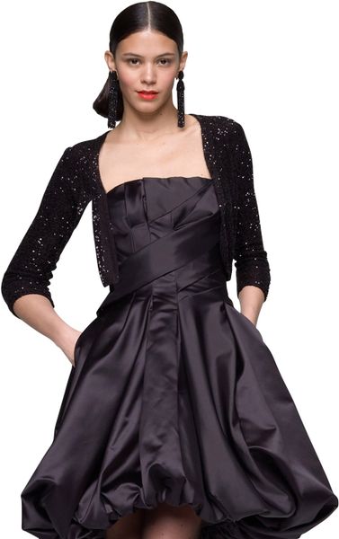 Oscar De La Renta Silk Sequin Bolero in Black - Lyst