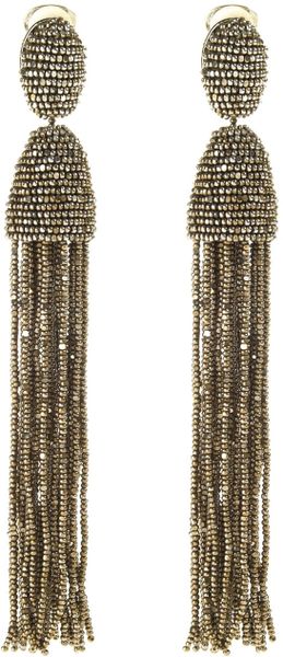 Oscar De La Renta Tassel Earrings in Black (champagne) - Lyst