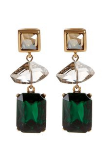 Oscar de la Renta Geometric Crystal Drop Earrings - Lyst