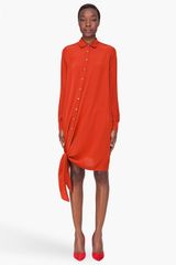 Thakoon Addition Rust Silk Shirt Dress