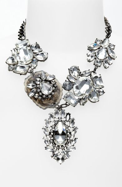 Tasha Statement Necklace in Silver (crystal multi/ hematite) - Lyst