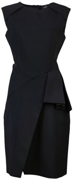 J. Mendel Wrap Front Dress in Black - Lyst