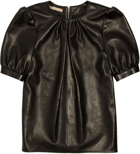 Michael Kors Leather Top in Black - Lyst