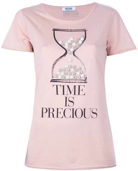 Moschino Cheap & Chic Embellished Tshirt in Pink - Lyst
