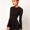 Asos Collection  Top with Peplum in Bonded Fabric in Black - Lyst