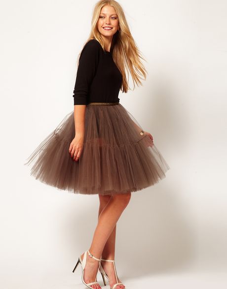Asos Full Skirt in Mesh in Green - Lyst
