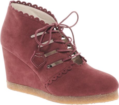 wedge ankle boots lace troupe burgundy