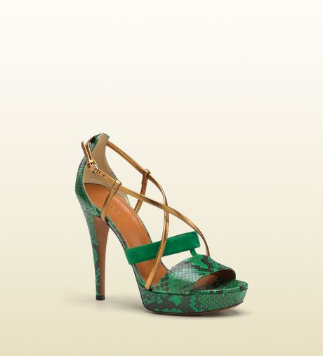 Gucci Betty High Heel Platform Sandal in Green | Lyst