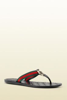 Gucci Gg Thong with Double G Ornament and Web Detail - Lyst