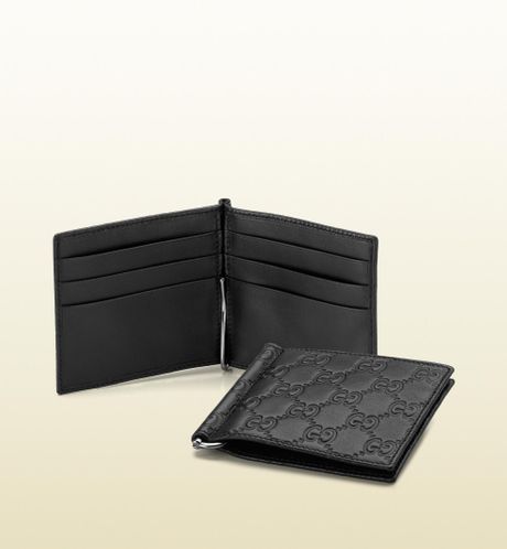 Gucci Ssima Leather Money Clip Wallet in Black for Men | Lyst