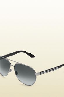 Gucci Small Aviator Sunglasses with GG Detail and Web On Temple - Lyst
