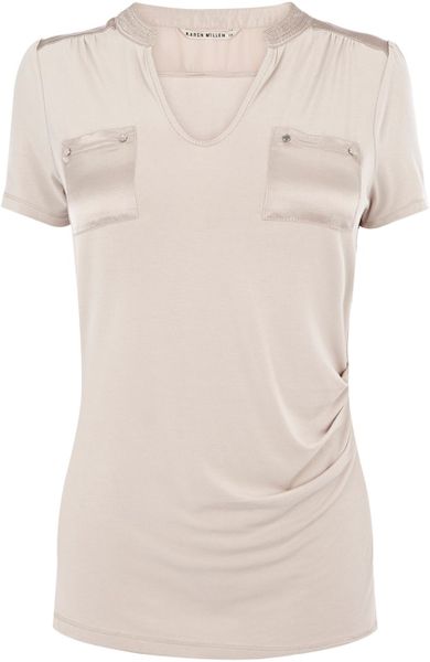 Karen Millen Polo Tshirt in White (neutral) - Lyst