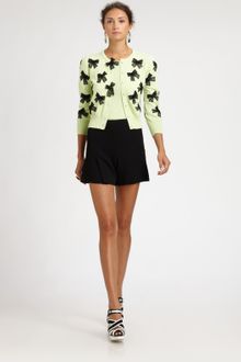 Oscar de la Renta Bow Embellished Cardigan - Lyst