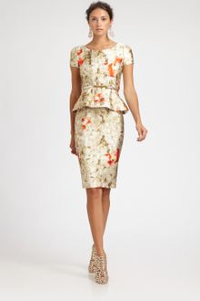 Oscar de la Renta Peplum Dress - Lyst
