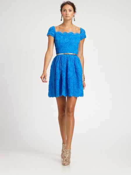 Oscar De La Renta Tulle Dress in Blue (gold) - Lyst
