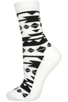 Topshop Black Aztec Ankle Socks - Lyst