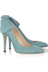 Carven Bow Embellished Suede Pumps