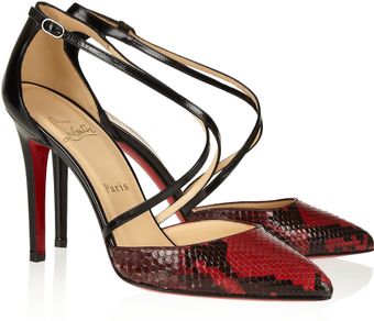 Christian Louboutin Crosspiga 100 Python and Leather Sandals - Lyst