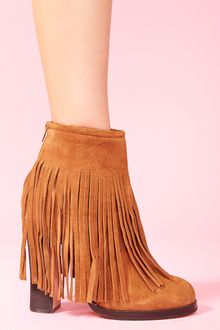 Nasty Gal Gravano Fringe Boot Camel Suede - Lyst