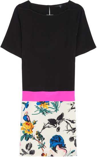 Tibi Belle Print Colour Block Shift Dress - Lyst