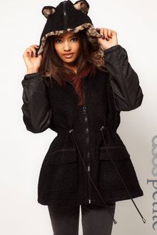 Asos Leopard Ears Parka - Lyst