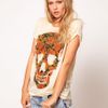 Asos Collection  TShirt with Floral Skull in Burnout in Beige (cream) - Lyst