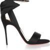 Christian Louboutin Vampanodo Satin and Suede Sandals in Black - Lyst
