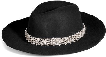 Juicy Couture Black Floppy Wool Crystal Embellished Fedora - Lyst