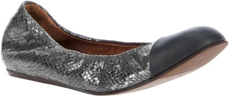 Lanvin Leather Captoe Ballerinas in Silver (grey) - Lyst