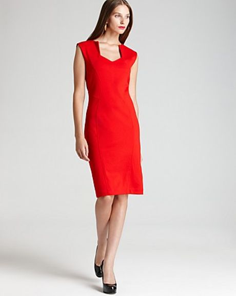 Ak Anne Klein Sleeveless Dress with Princess Seams in Red (poppy red)