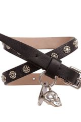 Alexander McQueen  Flower Stud Double Wrap Skull Bracelet