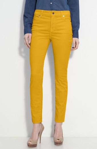 Blue Essence Skinny Twill Ankle Jeans - Lyst