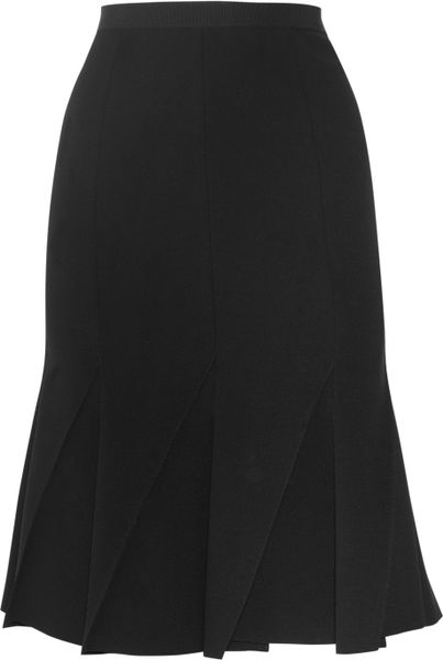 Donna Karan New York Pleated Woolblend Crepe Skirt in Black - Lyst