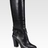 Kate Spade Mandie Leather Bow Kneehigh Boots in Black - Lyst