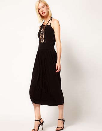 Sophia Kokosalaki Motif Lace Insert Midi Dress - Lyst