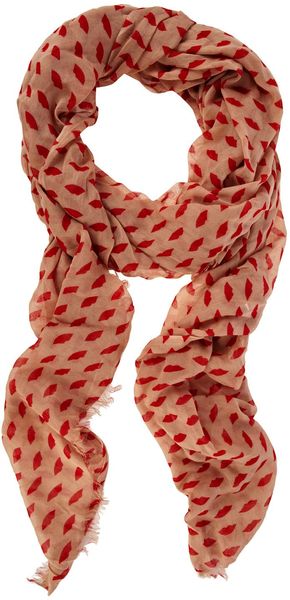 Oasis Lip Print Scarf in Orange (nude) - Lyst