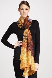 Roberto Cavalli Dragon Silk Chiffon Stole Gold - Lyst