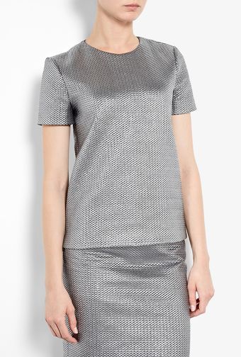 Tara Jarmon Silver Matelasse Lamé Top - Lyst