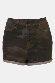Topshop Topshop Moto High Waist Camo Denim Shorts - Lyst