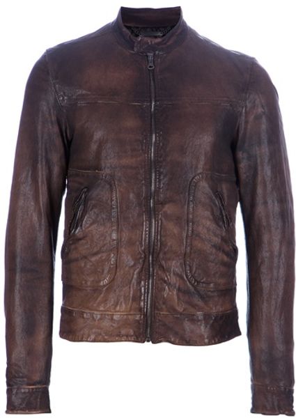 Dolce & Gabbana Distressed Lamb Skin Jacket in Brown for Men - Lyst