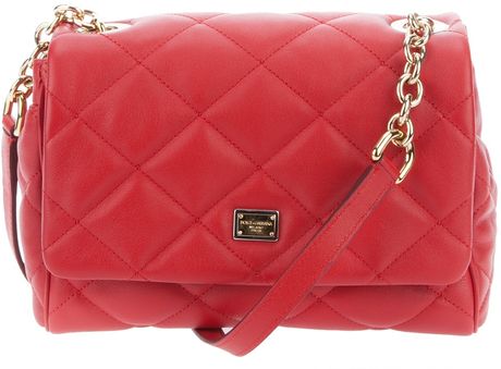 Dolce & Gabbana Quilted Shoulder Bag in Red - Lyst