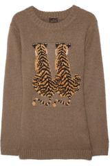 Mulberry Tiger Intarsia Angora Blend Sweater